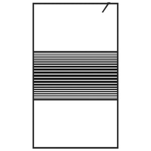 Duschwand für Begehbare Dusche Schwarz 115x195 cm ESG-Glas Klar