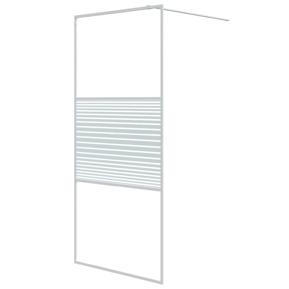 Duschwand für Begehbare Dusche Weiß 90x195 cm ESG-Klarglas