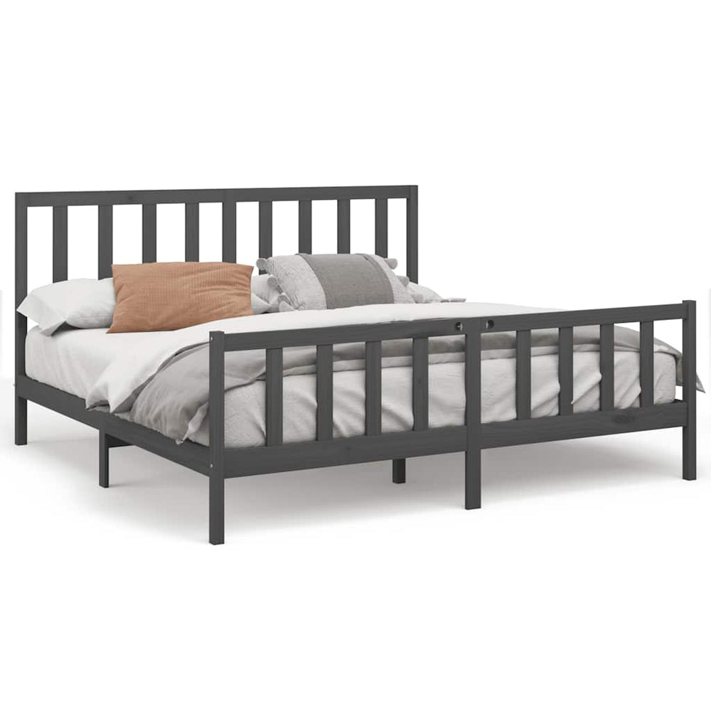 vidaXL Lit en bois massif gris pin 200x200 cm