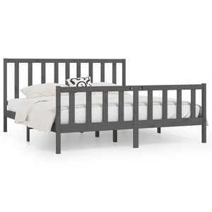 vidaXL Lit en bois massif gris 200x200 cm