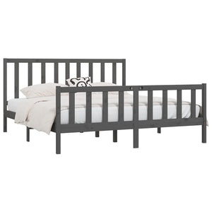 vidaXL Lit en bois massif gris 200x200 cm