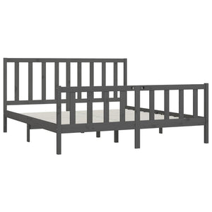 vidaXL Lit en bois massif gris 200x200 cm