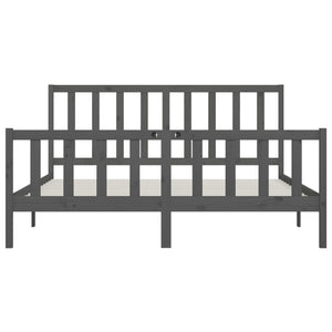 vidaXL Lit en bois massif gris 200x200 cm