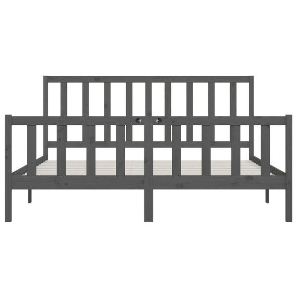 vidaXL Lit en bois massif gris 200x200 cm