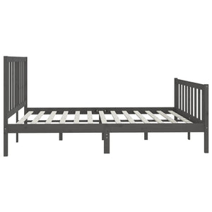 vidaXL Lit en bois massif gris 200x200 cm