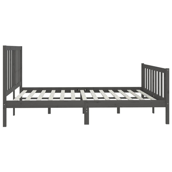 vidaXL Lit en bois massif gris 200x200 cm