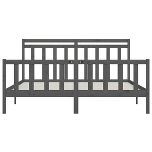 Massivholzbett Grau Kiefer 200x200 cm