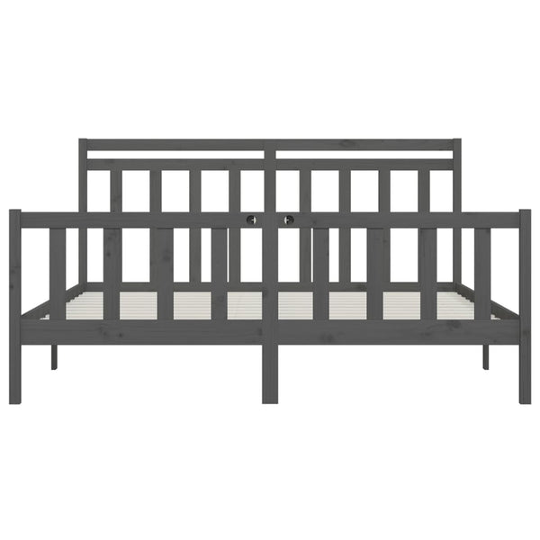 Massivholzbett Grau Kiefer 200x200 cm