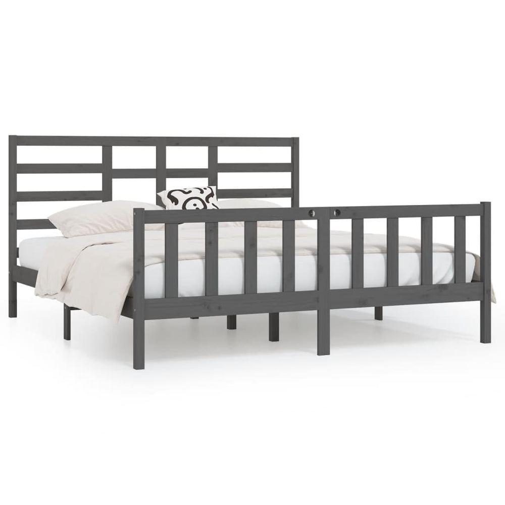 vidaXL Lit en bois massif gris pin 200x200 cm
