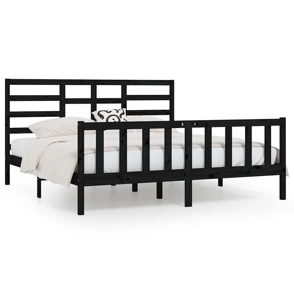 vidaXL Lit en bois massif noir pin 200x200 cm