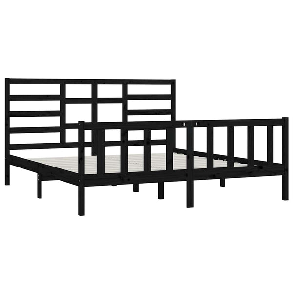 Massivholzbett Schwarz Kiefer 200x200 cm