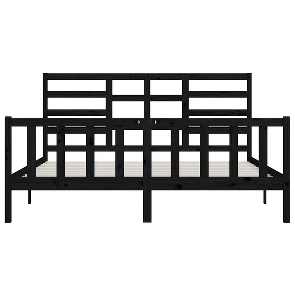 Massivholzbett Schwarz Kiefer 200x200 cm