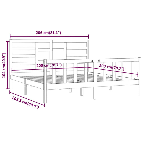 Massivholzbett Schwarz Kiefer 200x200 cm