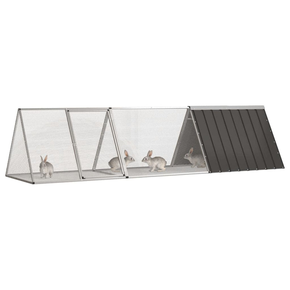 Kaninchenkäfig Anthrazit 302,5x80,5x71 cm Verzinkter Stahl