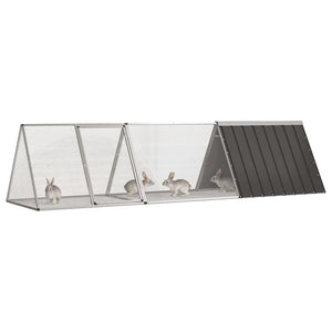 Kaninchenkäfig Anthrazit 302,5x80,5x71 cm Verzinkter Stahl