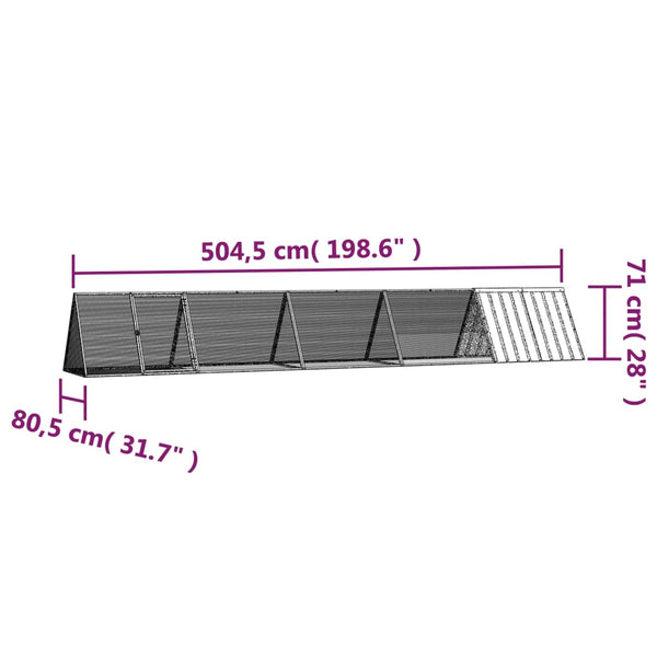 Kaninchenkäfig Anthrazit 504,5x80,5x71 cm Verzinkter Stahl