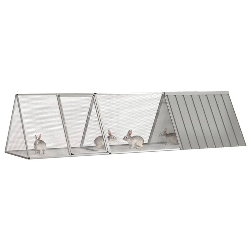 Kaninchenkäfig Grau 302,5 x 80,5 x 71 cm Verzinkter Stahl