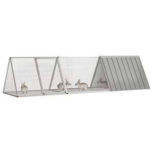 Kaninchenkäfig Grau 302,5 x 80,5 x 71 cm Verzinkter Stahl