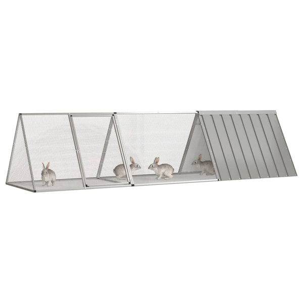Kaninchenkäfig Grau 302,5 x 80,5 x 71 cm Verzinkter Stahl