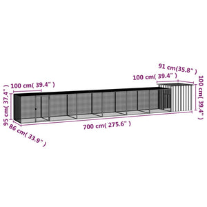 Hühnerkäfig Anthrazit 700x91x100 cm Verzinkter Stahl