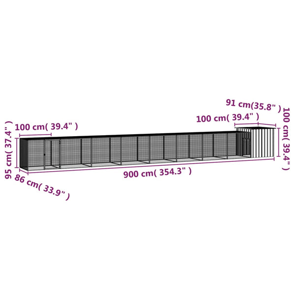 Hühnerkäfig Grau 900x91x100 cm Verzinkter Stahl