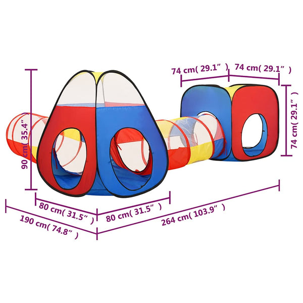 Spielzelt mit 250 Bällen Mehrfarbig 190x264x90 cm