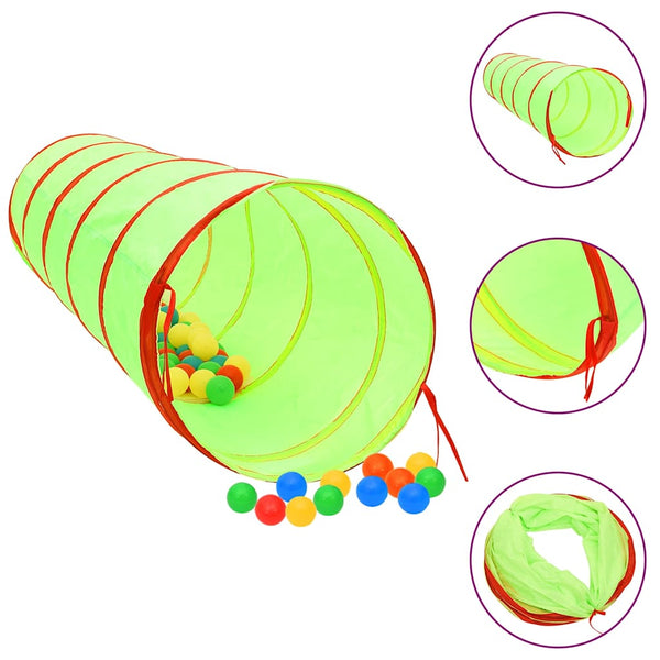 Spieltunnel mit 250 Bällen Grün 175 cm Polyester