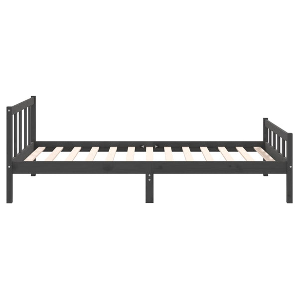 Graues Massivholzbett 100x200 cm