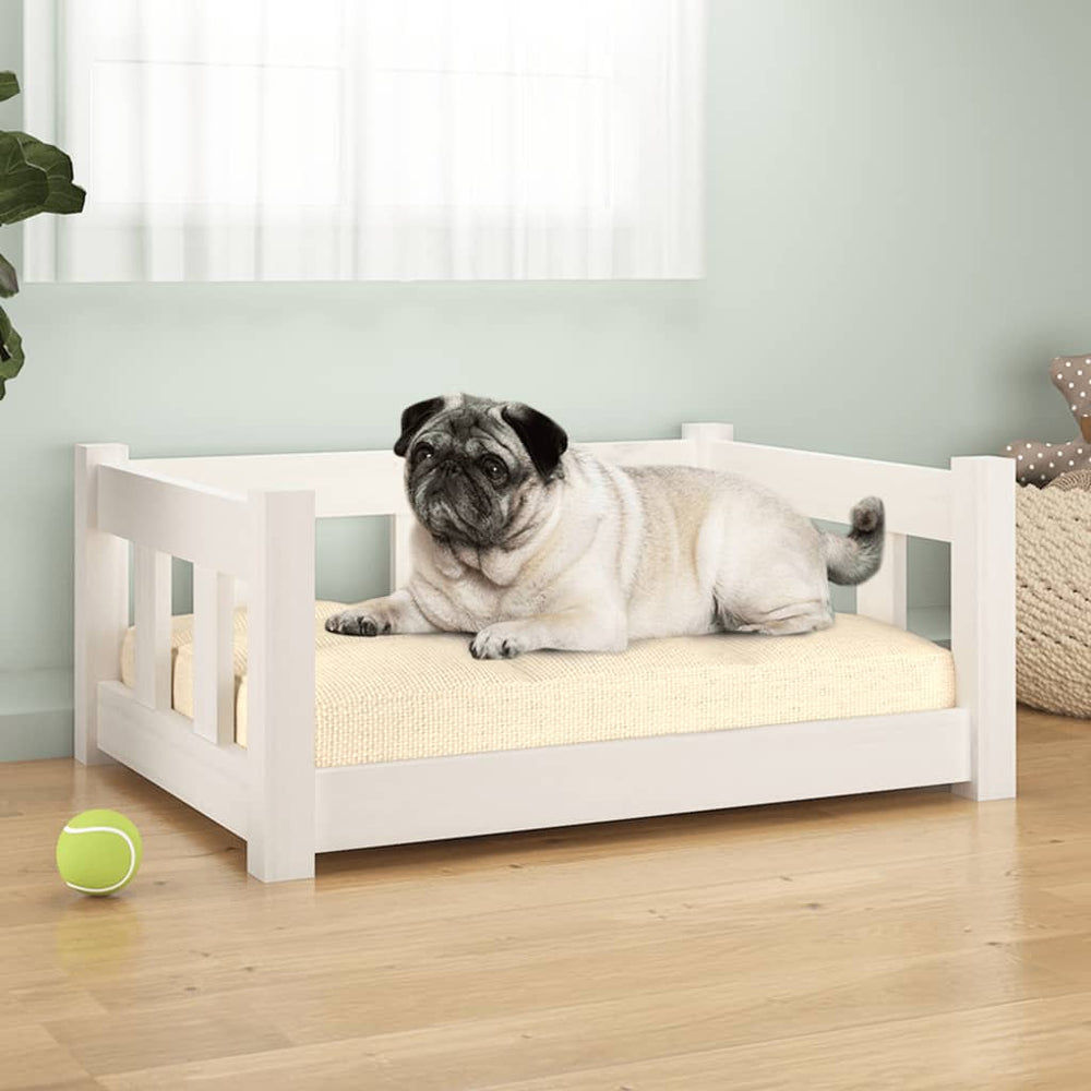 Weißes Hundebett aus Kiefernholz