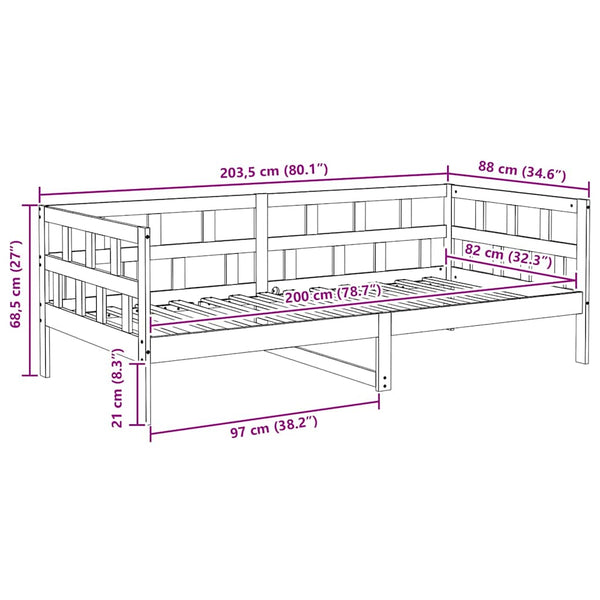 Tagesbett Kiefer Massivholz 80x200 cm