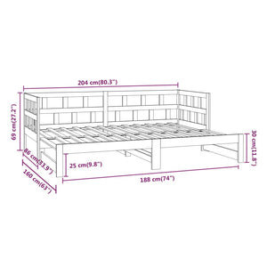 vidaXL Lit de repos gigogne en pin massif 2x(80x200) cm