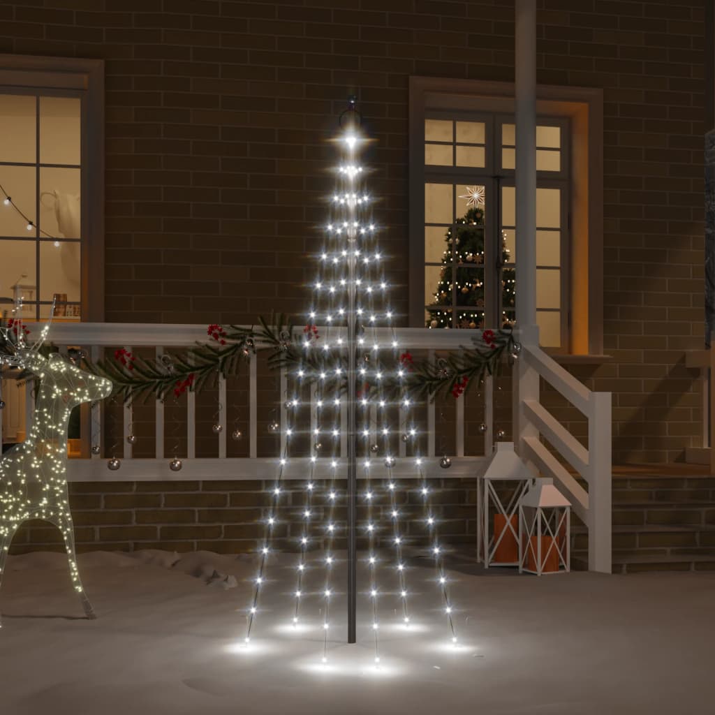 vidaXL Sapin de Noël à LED pour mât de drapeau Blanc froid 108 LED 180 cm