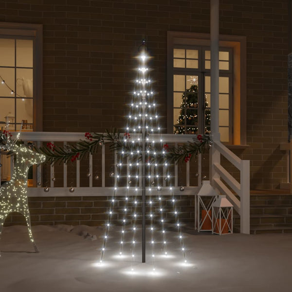 vidaXL Sapin de Noël à LED pour mât de drapeau Blanc froid 108 LED 180 cm