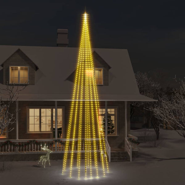 vidaXL Sapin de Noël LED pour mât de drapeau blanc chaud 1134 LED 800 cm