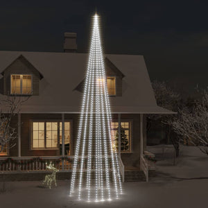 vidaXL Sapin de Noël à LED pour mât de drapeau blanc froid 1134 LED 800 cm