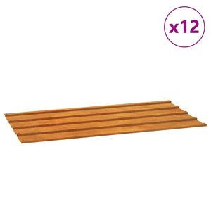 Dachplatten 12 Stk. Rostig 80x44 cm Cortenstahl