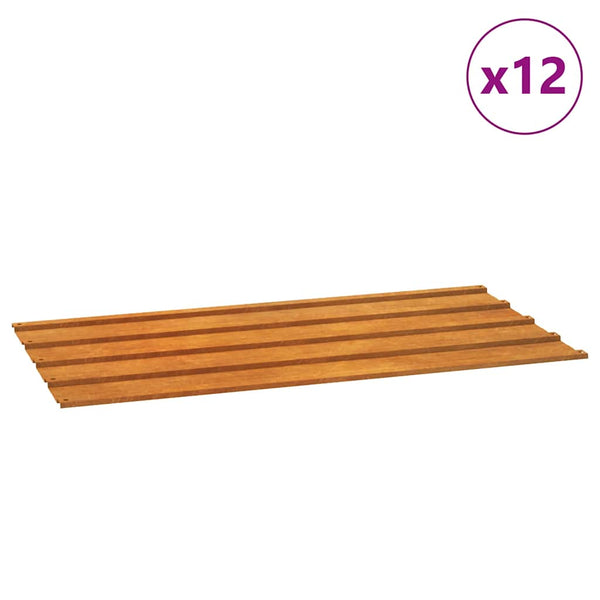 Dachplatten 12 Stk. Rostig 80x44 cm Cortenstahl