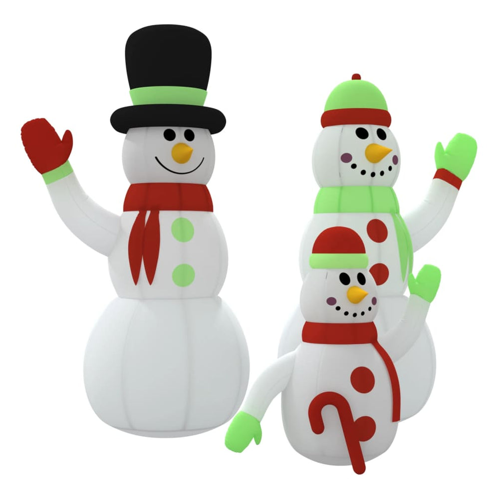 Aufblasbare Schneemann Familie mit LEDs 360cm