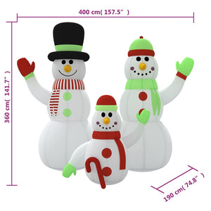 Aufblasbare Schneemann Familie mit LEDs 360cm