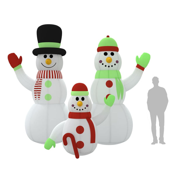 Aufblasbare Schneemann Familie mit LEDs 360cm