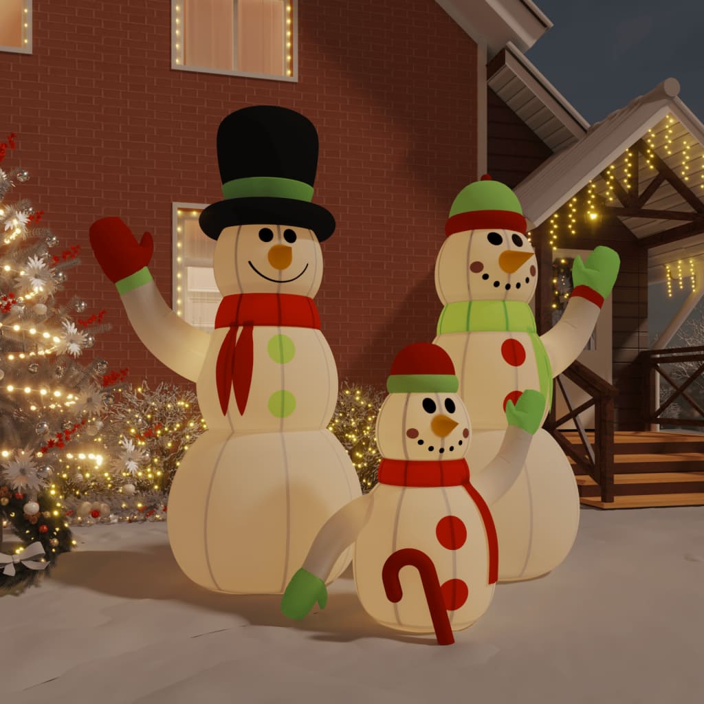 Aufblasbare Schneemann Familie mit LEDs 360cm