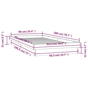Massivholzbett mit LED 90x200 cm
