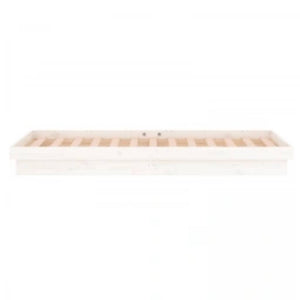 Massivholzbett mit LED Weiß 90x200 cm