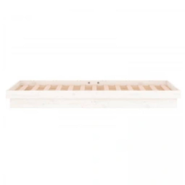 Massivholzbett mit LED Weiß 90x200 cm