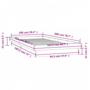 Massivholzbett mit LED 100x200 cm