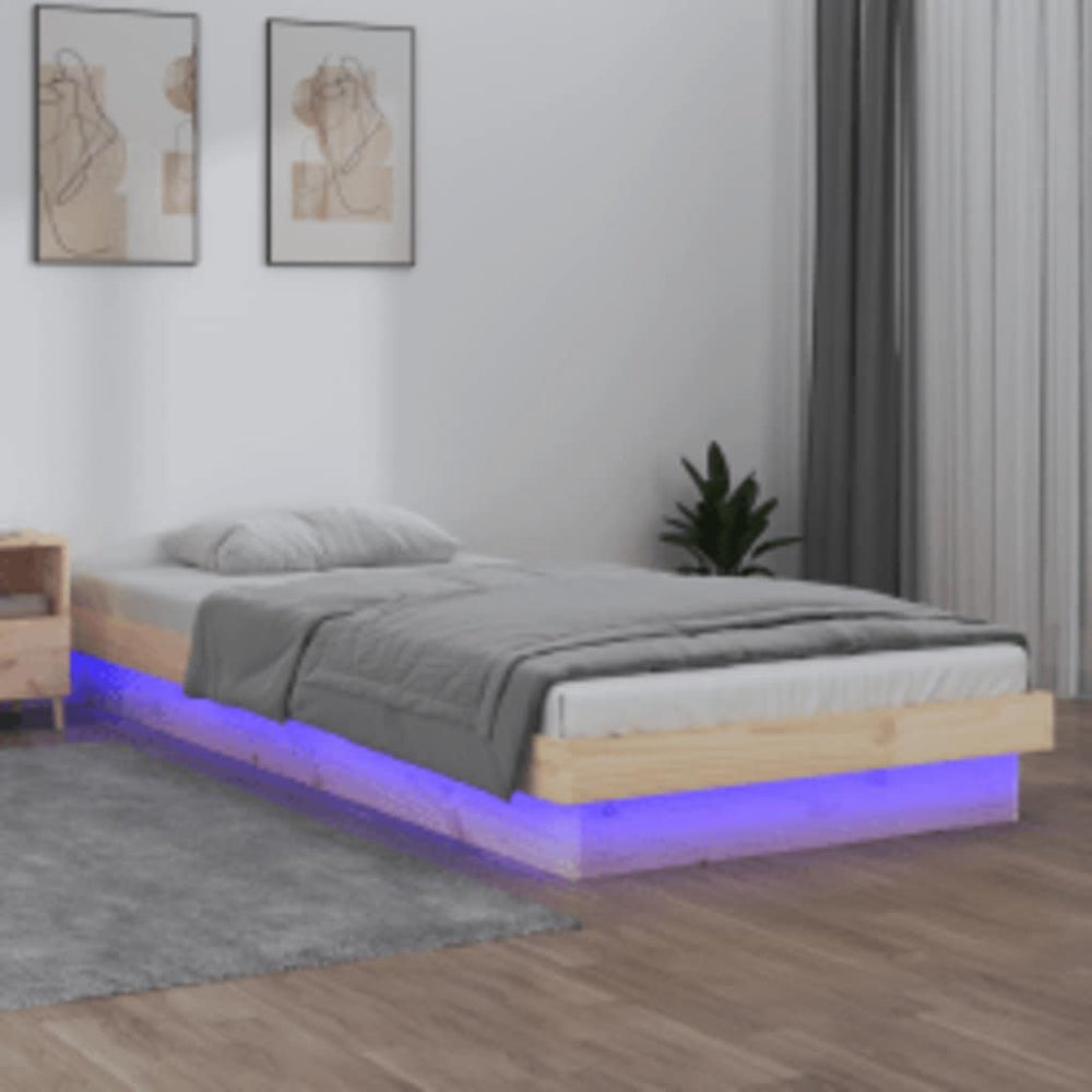 Massivholzbett mit LED 100x200 cm