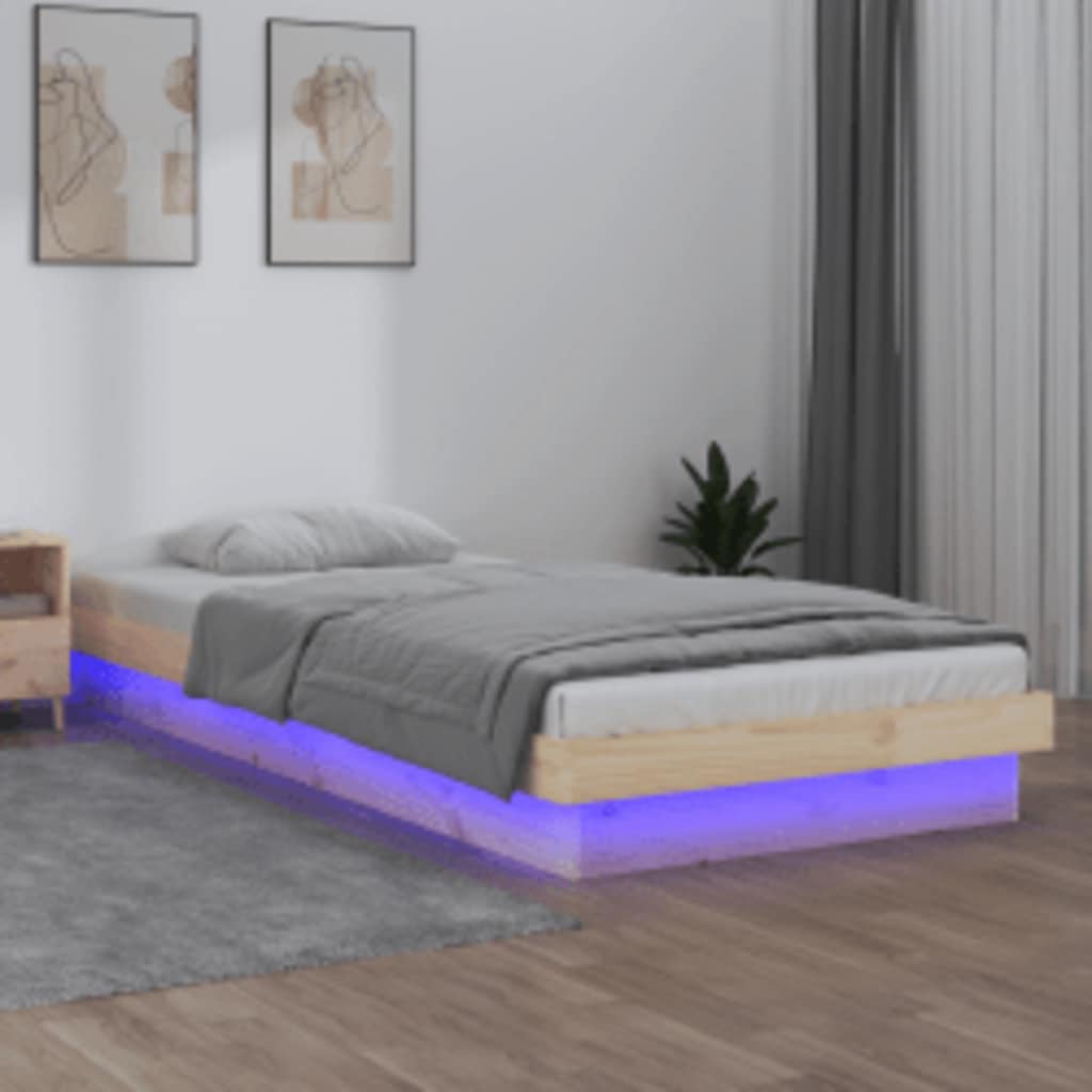 Massivholzbett mit LED 100x200 cm