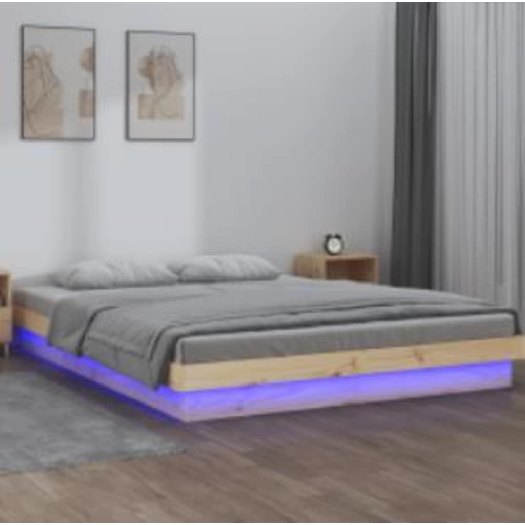 Massivholzbett mit LED 140x200 cm