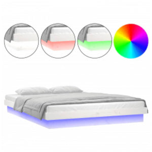 Massivholzbett 140x200 mit LED Weiß