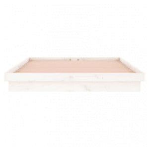 Massivholzbett 140x200 mit LED Weiß